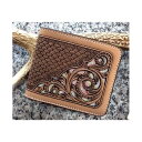 ATW_Two-Fold Wallet 二つ折財布 ≪ 極厚ハーマンオークレザー×西陣織 ≫ シェリダンスタイル専門のカービング職人が手掛ける、セミオーダー品。...