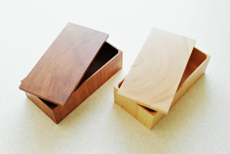媛ひのき 弁当箱 「年輪」 M - 角あり LINK WOOD DESIGN 手作り くりぬき弁当箱 木製 木 ウッド ランチボックス 和 和風 長方形 おすす...