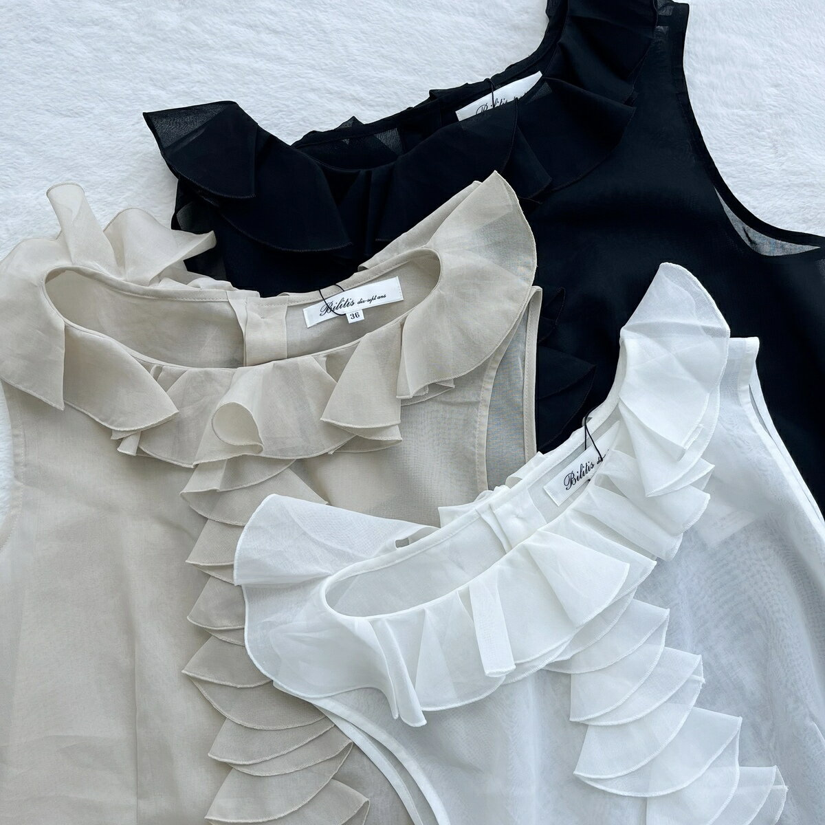 【Bilitis dix-sept ans】 ビリティス ディゼッタン Ruffle Blouse ラッフルブラウス 2911-891 White Beige Black KOKO