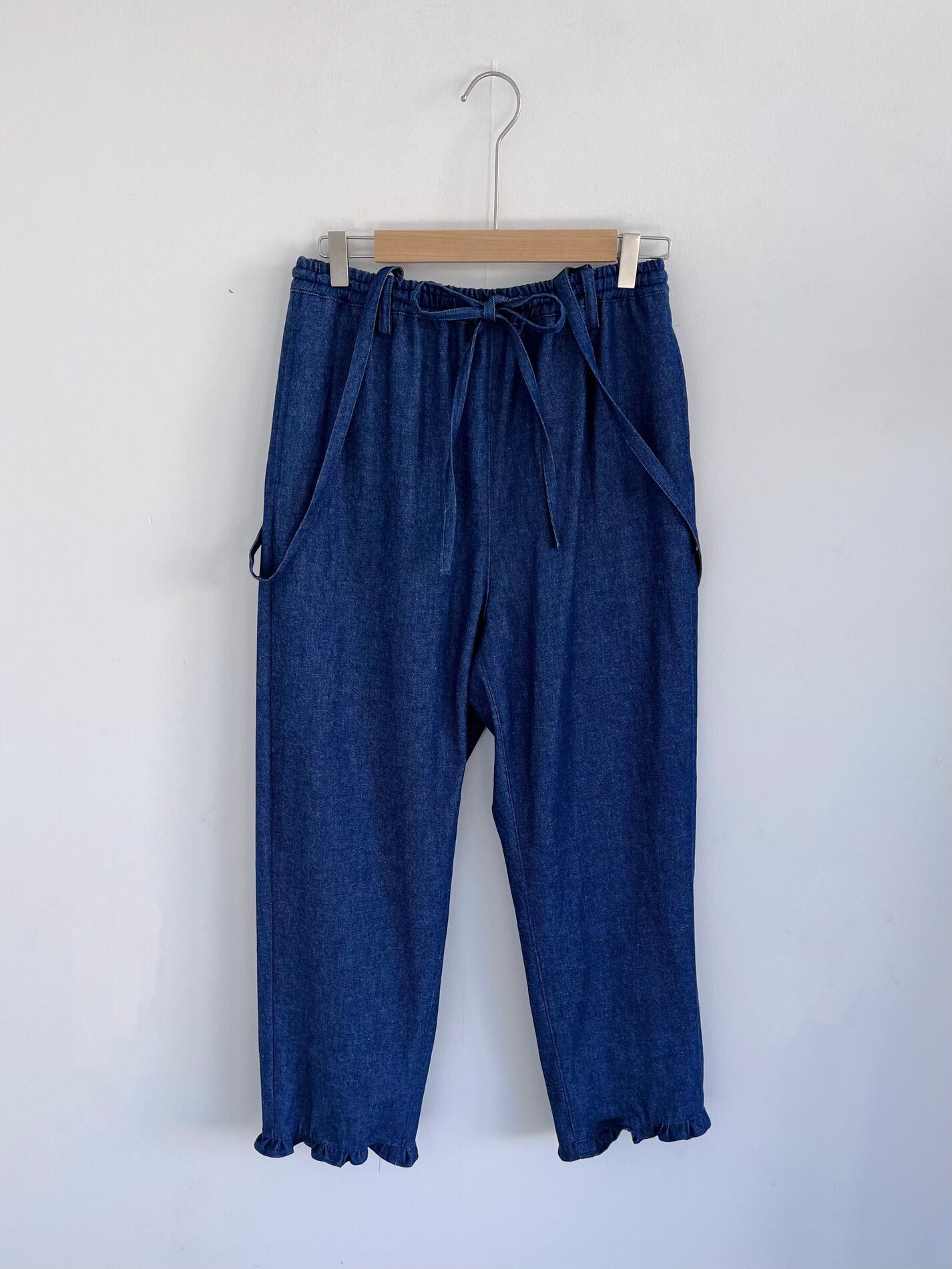 【Bilitis dix-sept ans】 Denim Suspender Pants ビリティス・ディセッタン デニム サスペンダー パンツ ウエストゴム コットン Indigo Blue 2912-912 KOKO
