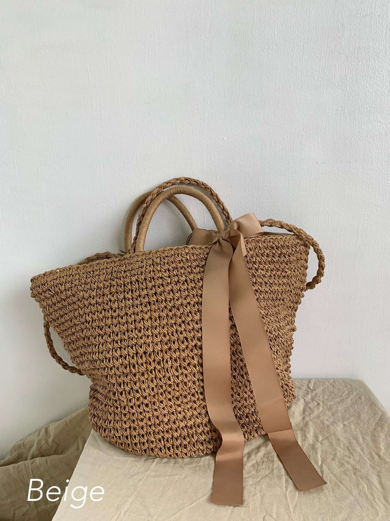 Bilitis dix-sept ans New Woven Bag (L) ӥƥǥå Хå Хå ݥåդ 2Way ܥ A4  ޥХå ̶ ̳ Beige Brown Navy Black Misc-1256 KOKO