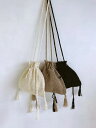 【Bilitis dix-sept ans】 Crochet Shoulder Bag ビリティス・ディセッタン クロシェット ショルダーバッグ カゴバッグ 巾着 ハンドメイド 内ポケット付き セカンドバッグ リゾート Brown Black Misc-1302 KOKO