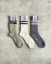 【MARCOMONDE】 brushed line socks マルコモンド モヘアソックス 靴下 ライン スポーティ レディース 秋冬 暖か Ivory Olive Gray 96N3_1AC-24C KOKO