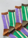 【MARCOMONDE】 Stripe Socks マルコモンド ストライプ ソックス シアー 靴下 透け感 ショート丈 Green Light Purple SS21-001 KOKO