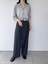 【MUVEIL】 ビジュータックパンツ ミュベール メンズライク タックパンツ ラインストーン スラックス ワイドパンツ オールシーズン Gray Black ...