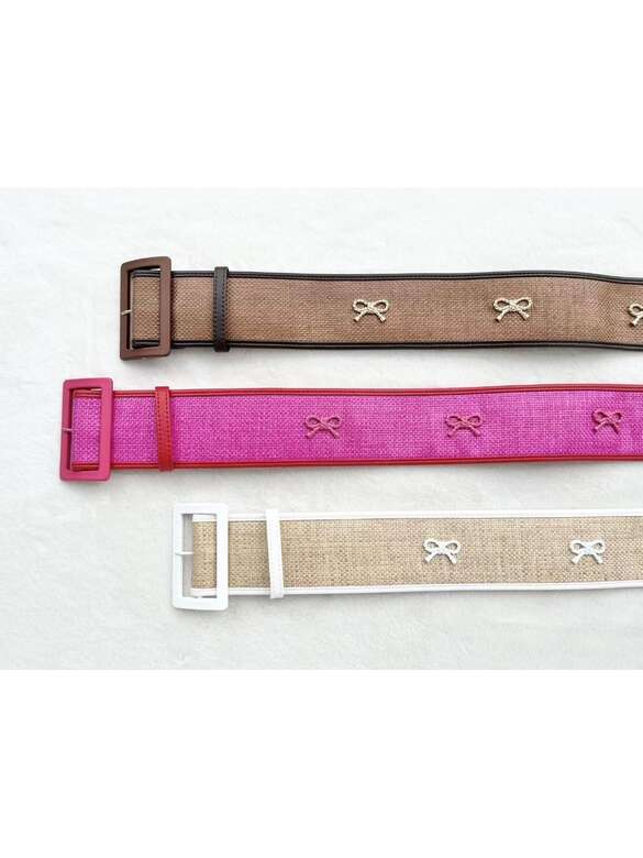 【MUVEIL】 リボンモチーフベルト ミュベール ベルト 太め おしゃれ レディース Beige Pink Brown MA221EAC005 KOKO