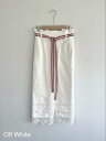 【MUVEIL】 ピローレーススカート ミュベール 刺繍 イニシャル レース 紐ベルト スリット コットン Off White Navy MA224FS002 ...