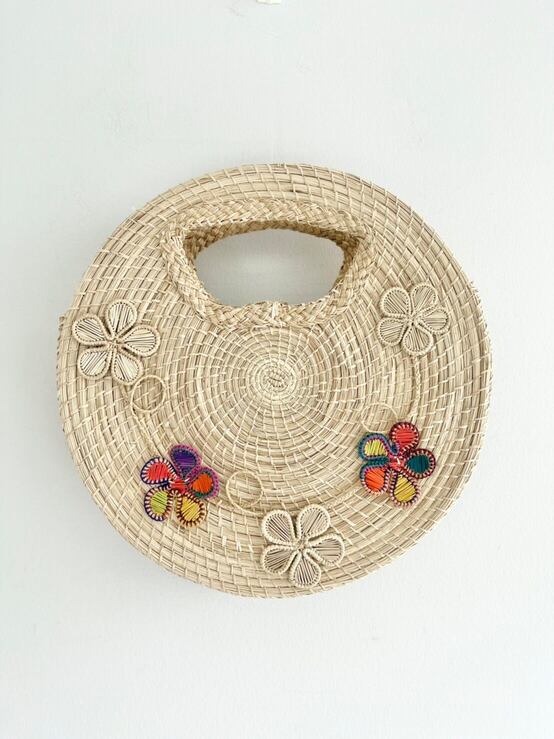 【JARDIN DEL CIELO】 SOLAFLOR ジャーディンデルシエロ カゴバッグ ハンドメイド 丸形 天然素材 かごバッグ 鞄 フラワーモチーフ リゾート Natural KOKO