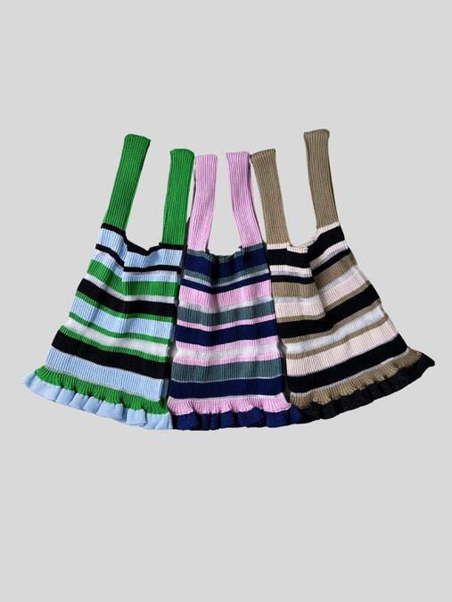 TRICOTÉ SHEER MULTI STRIPE BAG ȥꥳ ޥȥ饤ץХå ˥åȥХå ե ...