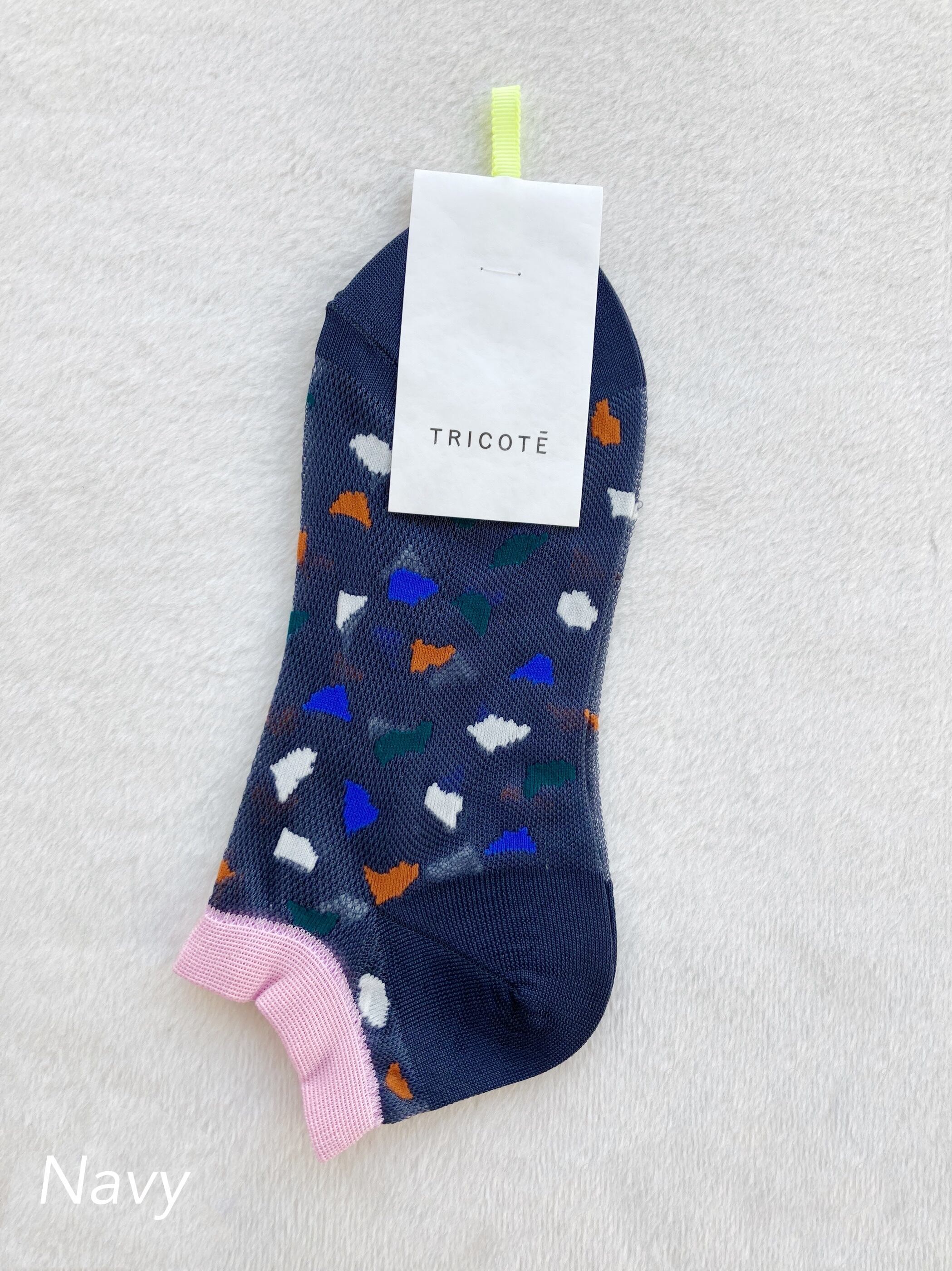 【TRICOTÉ】 MESH TERRAZZO SNEAKERS SOCKS トリコテ メッシュ ソックス 靴下 ショート丈 スニーカーソックス カラフル Navy Gray TR01SO031 KOKO