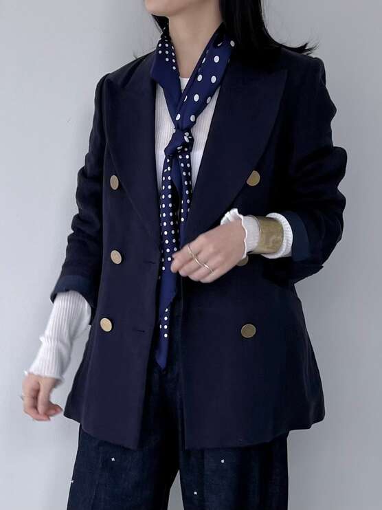  FRENCH LINEN TAILORED JACKET ソルトプラスジャパン フレンチ リネン テーラードジャケット メタルボタン オフィスカジュアル Beige Navy 435101 KOKO