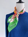 【POM Amsterdam】 Cape Town Petite スカーフ ポムアムステルダム 総柄 プリント カラフル 緑 オレンジ デザインスカーフ scarf 正方形 バンダナ インポート シルク SP7841 KOKO(4)