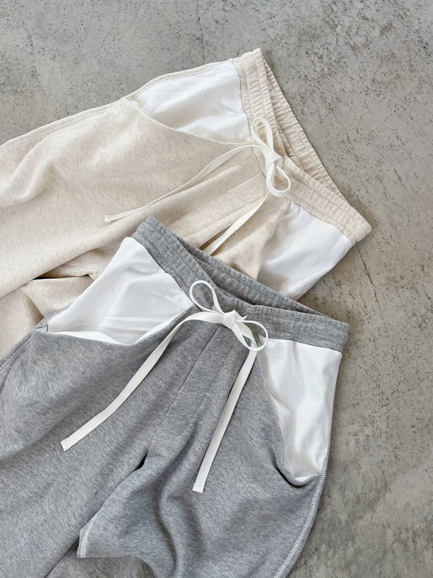 【CaRouseLamBRa】 Dreap Pocket Pants ケラウズランブラ ドレープ ポケット パンツ スウェット セットアップ ウエストゴム コットン Oatmeal Gray 251-364 KOKO