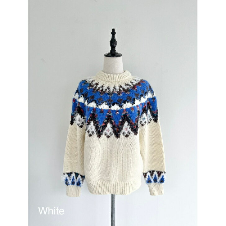 【COOHEM】 NORDIC KNIT SWEATER 11-224-036 コーヘン 2022AW レディース White Black 2サイズ