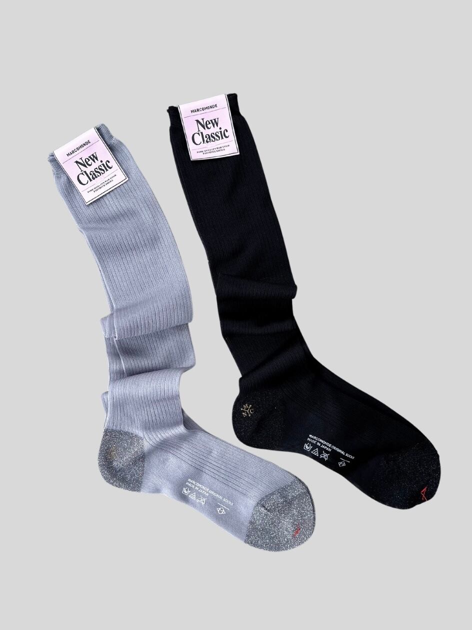 yMARCOMONDEz ribbed bicolor high socks 50 }Rh C nC\bNX u  Gray Black 176N5-1PE-5 KOKO