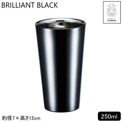 ビアタンブラー ビアカップ 2重構造 保温 保冷 18-8ステンレス 日本製BRILLIANT BLACK 2重ストレートカップ 250ml二重構造 タンブラー ビール グラス コップ ビアカップ サスカップ クリーミー 泡立ち おしゃれ qy 父の日 贈り物 記念日 プレゼント ギフト 【あす楽対応】