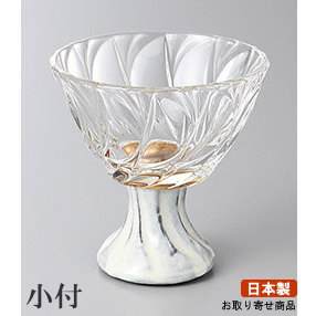 日本製 硝子製 粉引硝子高台鉢 1個 皿部：ガラス、スタンド部：陶器 【業務用/食器/高級感/お洒落/おし..