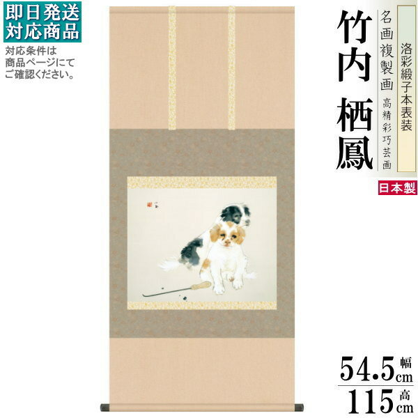 掛軸 日本製 名作複製画シリーズ竹内栖鳳 爐邊 洛彩緞子本表装尺5 桐箱入り 1個 送料無料 年中飾り 掛け軸 春夏秋冬 おすすめ cv インテリア かわいい ...