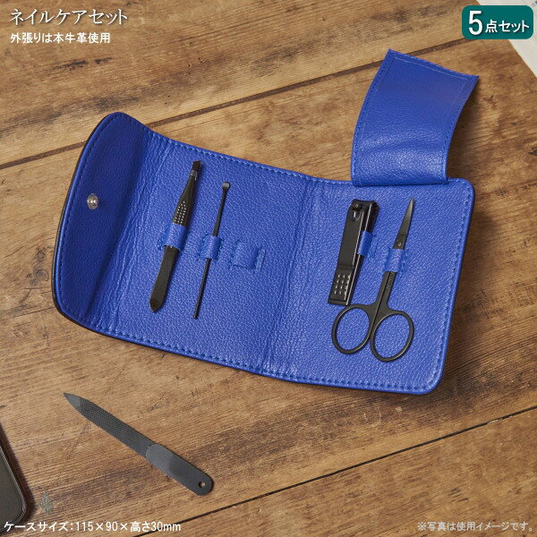 ネイルケアセット 5点セット 本革 メンズ 男性向け コンパクト ネイルケアグッズ セット 携帯用 持ち歩き 爪のお手入れ 小さい 爪切り はさみ 爪ヤスリ ピ...