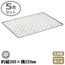 【焼き網 送料無料 5枚組】18-8ステンレス製 ホルモン 焼アミ 中 300×220mm 5枚セット【日本製/燕/三条/業務用/家庭用/焼網/魚焼き網/焼きア...