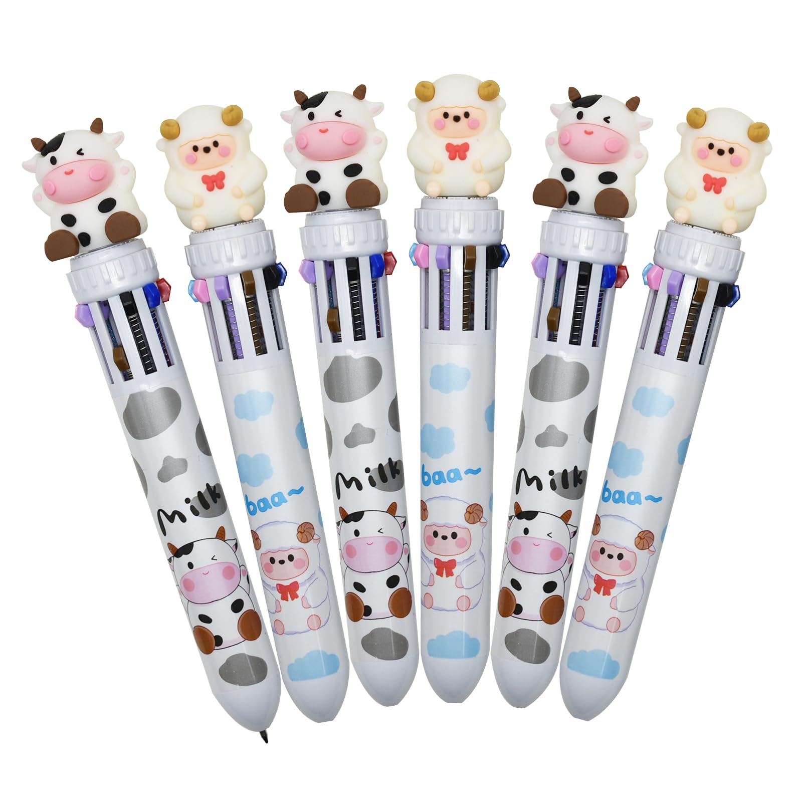 Lopenle 10色ボールペン 多色ボールペン 油性 筆記具 かわいい ノック式 マーキング 10色の交換可能 格納式ボールペン 文房具セット 多機能 文房具 業務用 子供 学生 プレゼント ギフト 結婚式