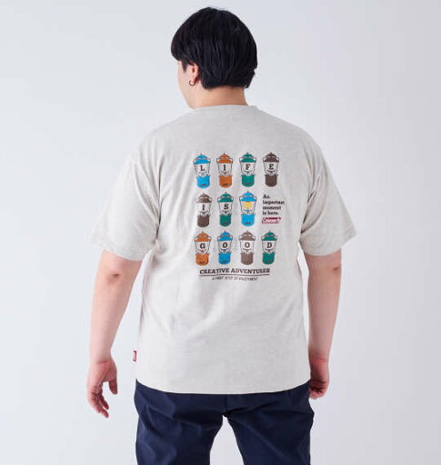 大きいサイズ★メンズ ColemanUSAコットンポケット付バックランタンプリント半袖Tシャツ 大きいサイズ★メンズ ColemanUSAコットンポケット付バックランタンプリント半袖Tシャツ