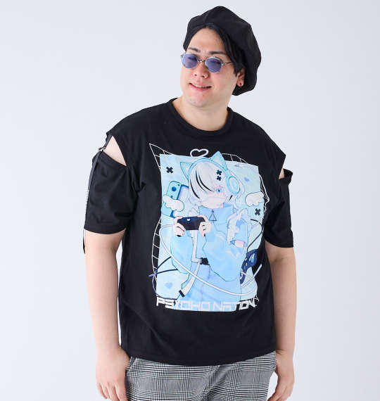 ブランドPSYCHO NATIONカラー1&nbsp;ブラッククオリティ綿 100%Tシャツです。プリント(ラバー)／リボンテープ(調節可)こちらの商品は通常よりも1日〜2日程度お届けにお時間をいただく場合がございます。サイズバスト総丈裾周り肩幅袖丈アームホール袖口3L1307813058246042&nbsp;&nbsp;&nbsp;4L1408014060256444&nbsp;&nbsp;&nbsp;5L1508215062266844&nbsp;&nbsp;&nbsp;6L1608416064277246&nbsp;&nbsp;&nbsp;サイコ×寝田ルネ ゲーマー半袖Tシャツ:詳細写真