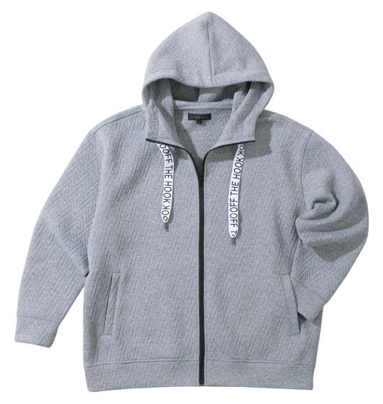 大きいサイズ★メンズ in the attic幾何学型押しダイバーボンディングスタンドフルジップパーカー