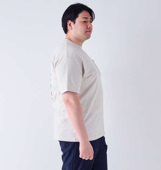 大きいサイズ★メンズ ColemanUSAコットンポケット付バックランタンプリント半袖Tシャツ