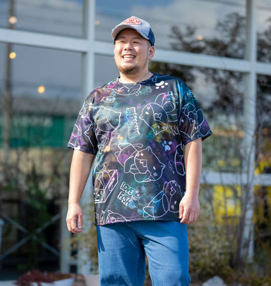 Rakuten - 大きいサイズ★メンズ NECOBUCHI-SANDRYハニカムメッシュ昇華総柄半袖Tシャツ