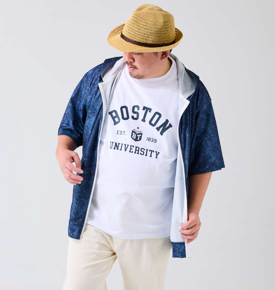 乐天商城 - 大きいサイズ★メンズ COLLINSメッシュデニム風プリント半袖フルジップパーカー+半袖Tシャツ