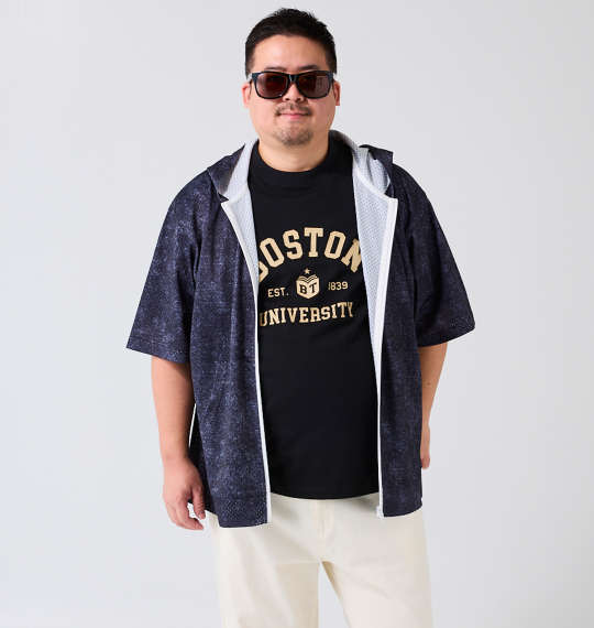 Rakuten - 大きいサイズ★メンズ COLLINSメッシュデニム風プリント半袖フルジップパーカー+半袖Tシャツ