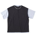 大きいサイズ★メンズ launching padパイナップルニットフェイクレイヤード半袖Tシャツ