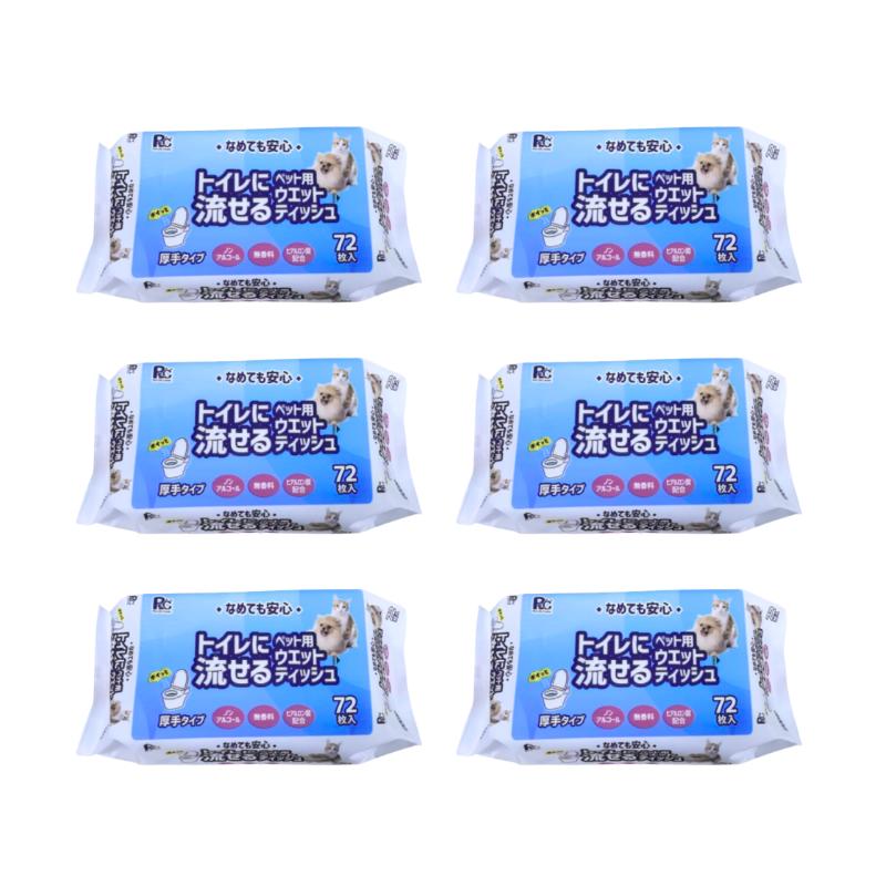 トイレに流せる ペット用ウェットティッシュ 72枚入×32袋セット アルコールフリー 無香料 大容量