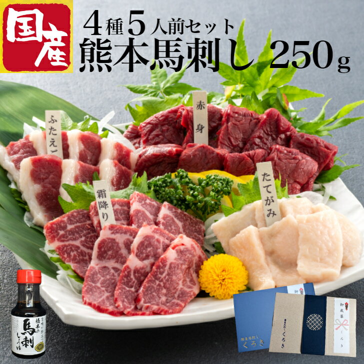 馬刺し 国産 熊本 詰め合わせ あす楽 父の日 250g 肉 ギフト 4種 食べ比べ セット 母の日 馬肉 肉 老舗 贈り物 馬刺 御礼 内祝 お祝い 食べ物 内祝い お返し 馬 熊本馬刺し赤身 たてがみ 霜降り ばさし 熊本産 古閑牧場 つまみ 4種 食べ 物 熊本フード 熊本県