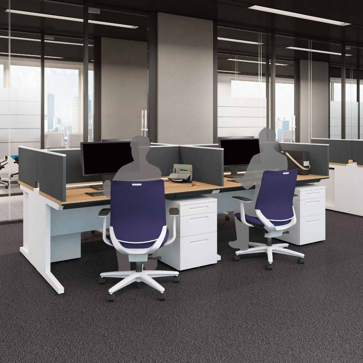 コクヨ ワゴン iSデスクシステム SD-IS46A2 A4タイプ ワゴン 2段 幅39.5×奥行60.2cm [3]