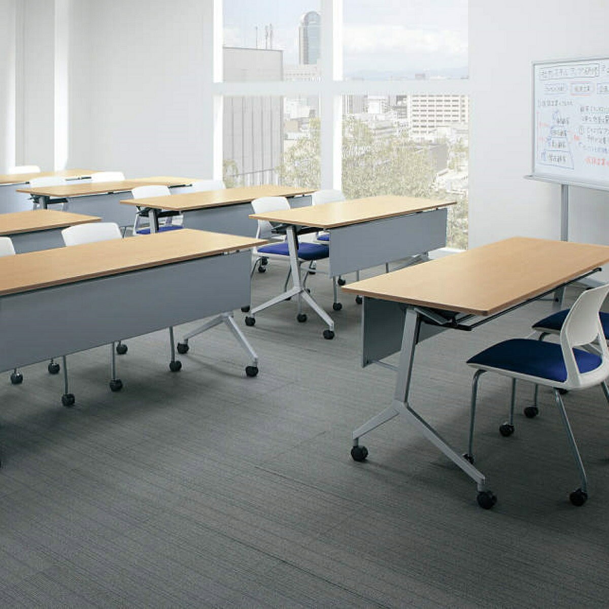 コクヨ ミーティングテーブル 会議用テーブル Leafline リーフライン KT-PS1202 パネル付き 棚付き 幅150×奥行45cm [3]