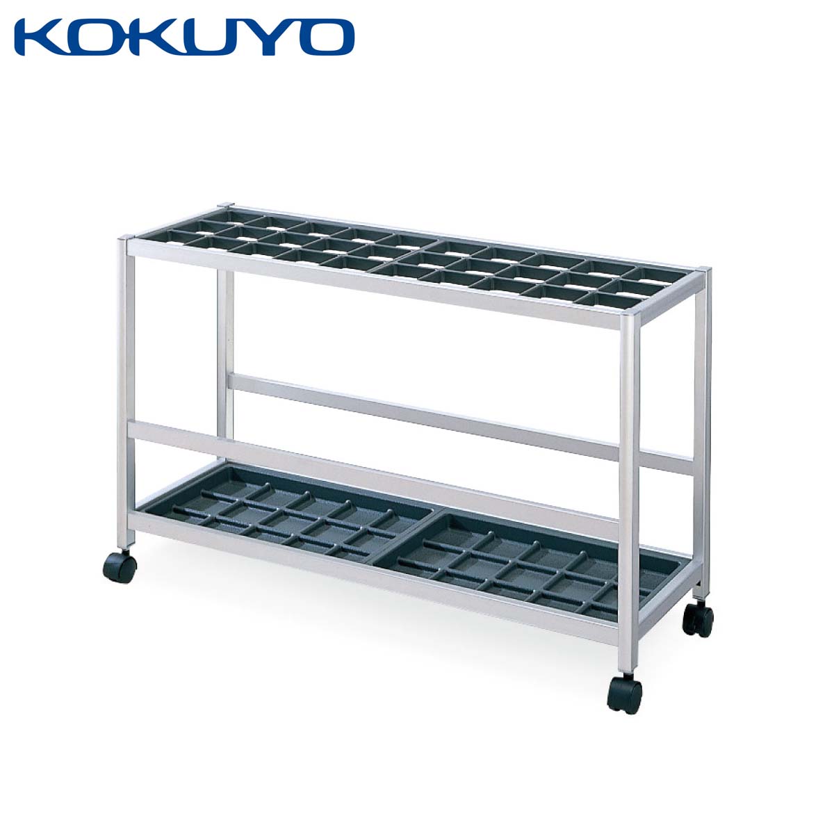 コクヨ オフィスアクセサリー 傘立て US-A163CNN フレームタイプ 30本用 アルミ 中棚なし キャスター付 幅87×奥行30cm