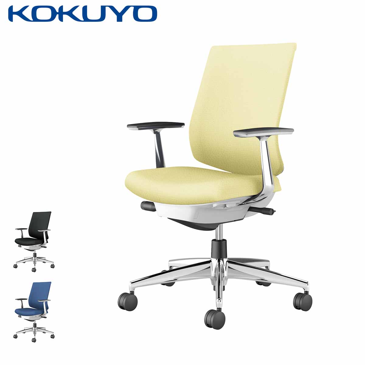 コクヨ オフィスチェア Wizard4 ウィザード4 C06-P122S ローバック アルミ肘 アルミポリッシュ脚 本体ホワイトグレー レザー