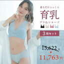 【3枚セット】ルルクシェル くつろぎ育乳ブラ＆ショーツセット 【サイズ交換保証】バストアップ ブラジャー フロントホック Lulu Kushel. 脇高 夜ブラ 補正 ノンワイヤー かわいい レース おしゃれ【送料無料】