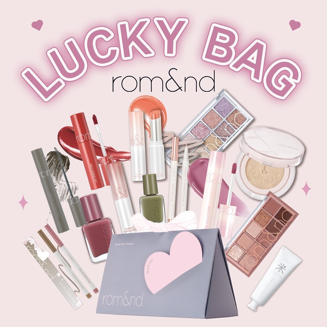 ★5個セット＋送料無料【rom nd公式代理店】フルメイクアップ福袋 romand Lucky Bag メイクセット アイブロウ アイシャドウ マスカラ ティント リップバーム ロムアンド福袋 ラッキーバッグ コスメ 福袋 韓国メイク 韓国コスメ