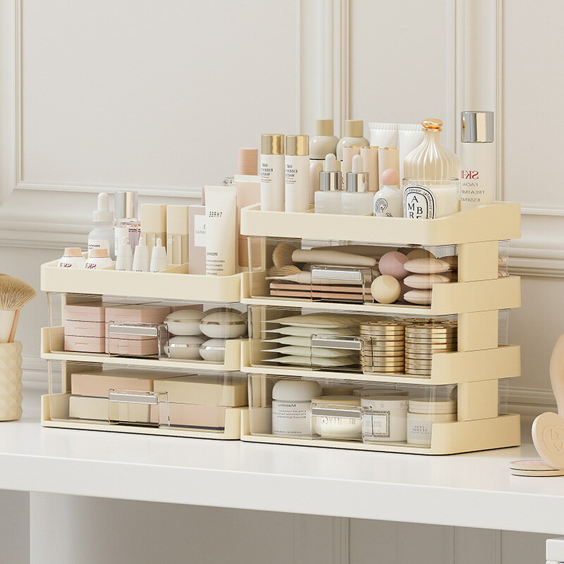 高級化粧品収納ボックス、卓上化粧品収納ボックス、スキンケア防塵収納ボックス、家庭用大容量化粧品収..