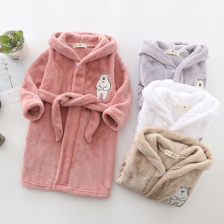 キッズ バスローブ パジャマ ナイトローブ 女の子 男の子 男女兼用 可愛い 裏起毛 もこもこ 帽付 防寒 ..