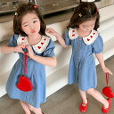 ワンピースドレス キッズ 子ども服 春 夏 女の子 ガール 女児 ノースリーブ 姫系 韓国子供服 韓国子ども服 フレア 可愛い オシャレ デニム ワンピース ピ...