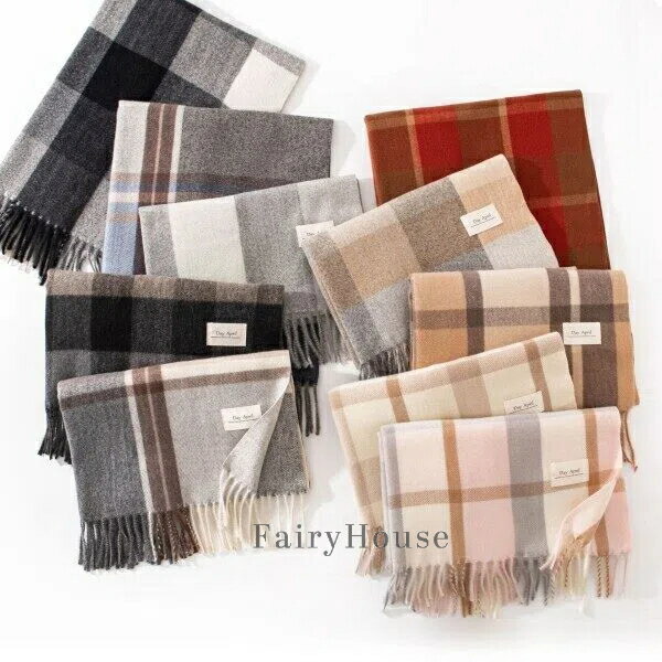 【無料送料】レディース・メンズ兼用 秋冬 高級感 グレーチェック モードアクリル マフラー おしゃれ ..