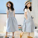 子供服 セットアップ キッズ 女の子 夏 2点セット 上下セット Tシャツ 半袖 デニムスカート サロペット ジュニア おしゃれ 可愛い カジュアル 小学生 新品 100cm 110cm 120cm 130cm 140cm 150cm 160cm 170cm