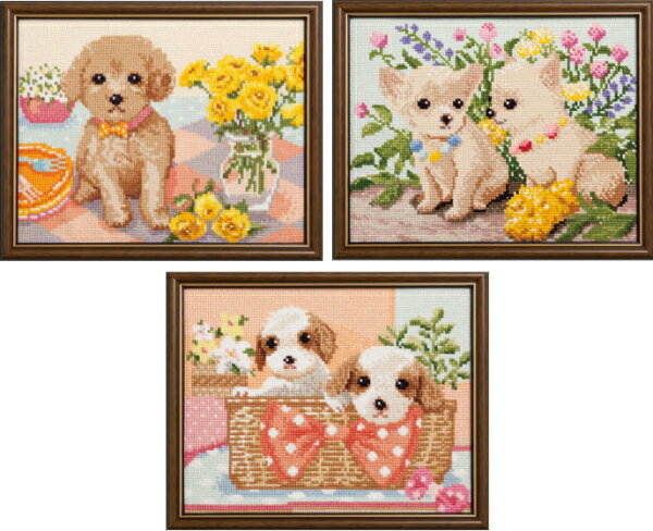 【ルシアン】刺しゅうキット　Dog & Flower 【取寄せ品】【C3-7-123-1】UM-OK