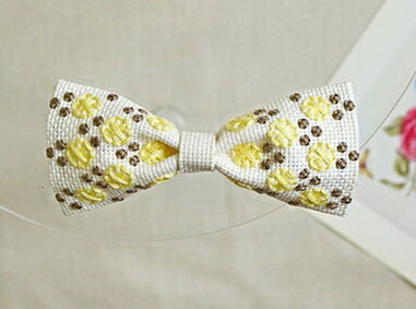 地刺しキット　【戸塚刺しゅう】刺しゅうキット　リボン型の髪飾り（レモンイエロー）　No.103　◆◆◆　..