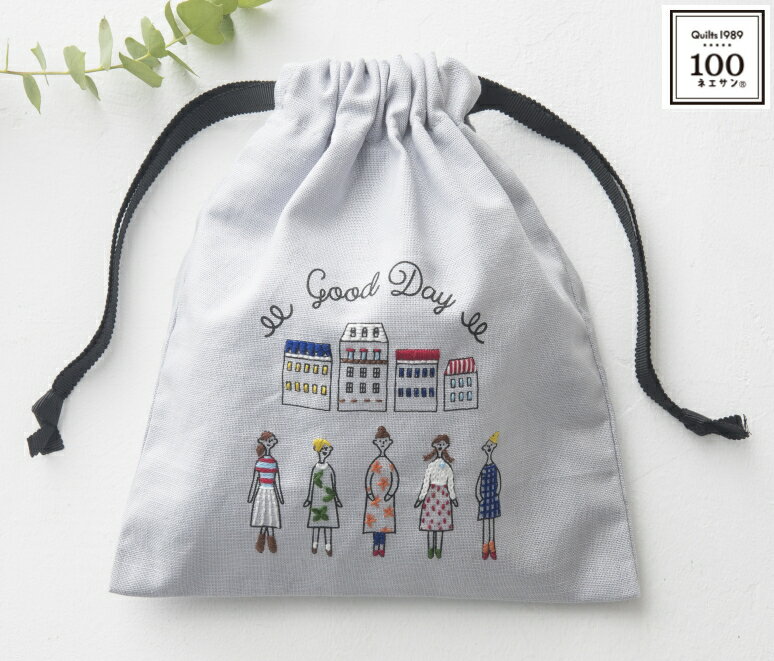 【ルシアンLECIEN】　刺しゅうキット　100ネエサン　ミニ巾着　街並み　No.542110　◇◇　【取寄せ品】【C3-8-123-1】U-4