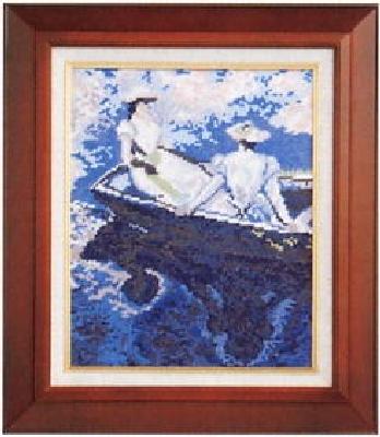 【オリムパスOLYMPUS】刺しゅうキット　877アートギャラリー「船遊び」モネ作【取寄せ品】【C3-7-122-1】U-OK